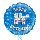 Happy Birthday 14th Blue Foil Balloon Bouquet