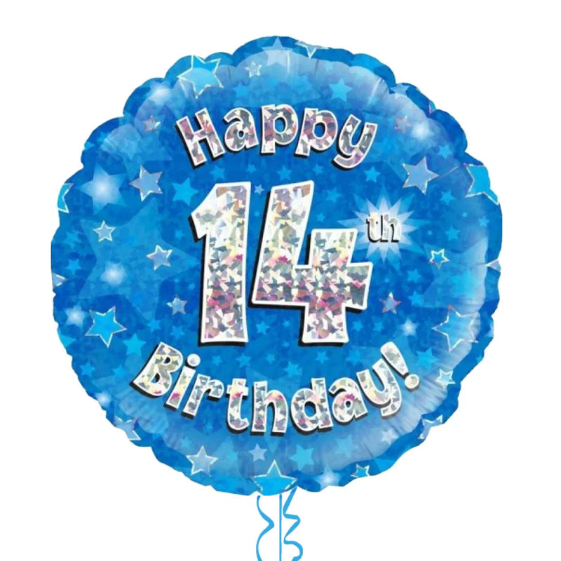 Happy Birthday 14th Blue Foil Balloon Bouquet