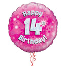 Happy Birthday 14th Pink Foil Balloon Bouquet