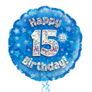 Happy Birthday 15th Blue Foil Balloon Bouquet