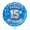 Happy Birthday 15th Blue Foil Balloon Bouquet