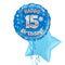 Happy Birthday 15th Blue Foil Balloon Bouquet