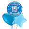 Happy Birthday 15th Blue Foil Balloon Bouquet