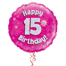 Happy Birthday 15th Pink Foil Balloon Bouquet