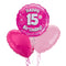 Happy Birthday 15th Pink Foil Balloon Bouquet