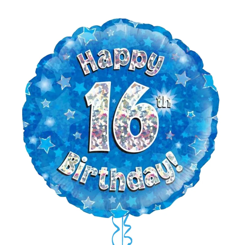 Happy Birthday 16th Blue Foil Balloon Bouquet