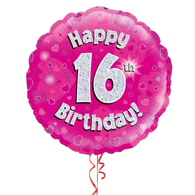 Happy Birthday 16th Pink Foil Balloon Bouquet