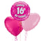 Happy Birthday 16th Pink Foil Balloon Bouquet