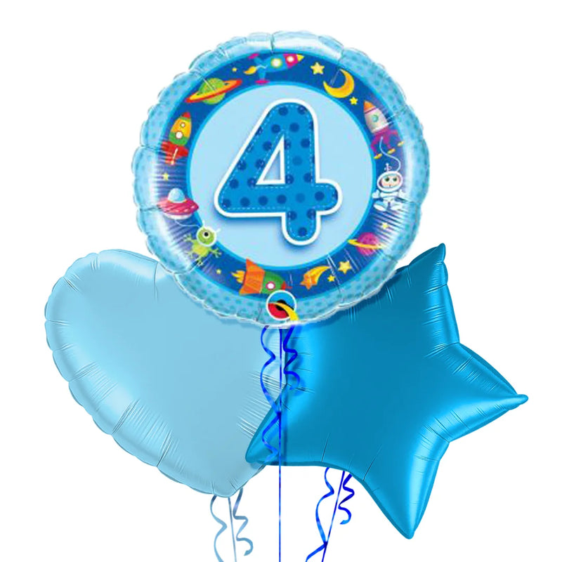 4th Birthday Blue Balloon Bouquet