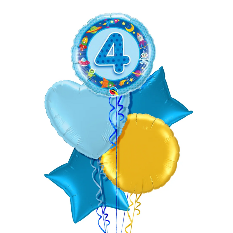 4th Birthday Blue Balloon Bouquet