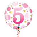 Happy Birthday 5th Pink Polka Dot Foil Balloon Bouquet