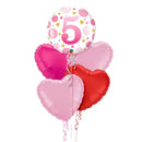 Happy Birthday 5th Pink Polka Dot Foil Balloon Bouquet