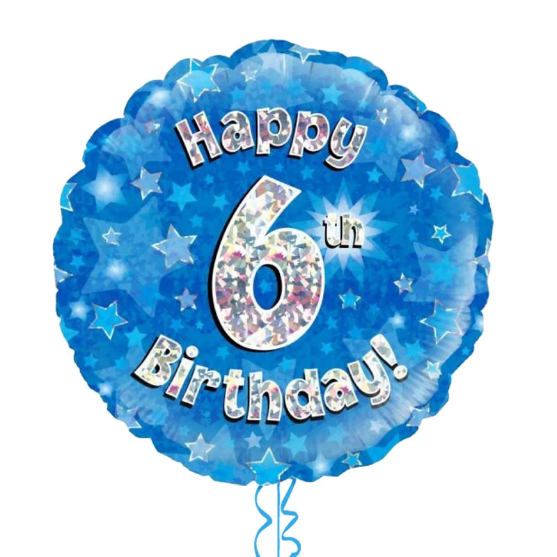 Happy Birthday 6th Blue Foil Balloon Bouquet