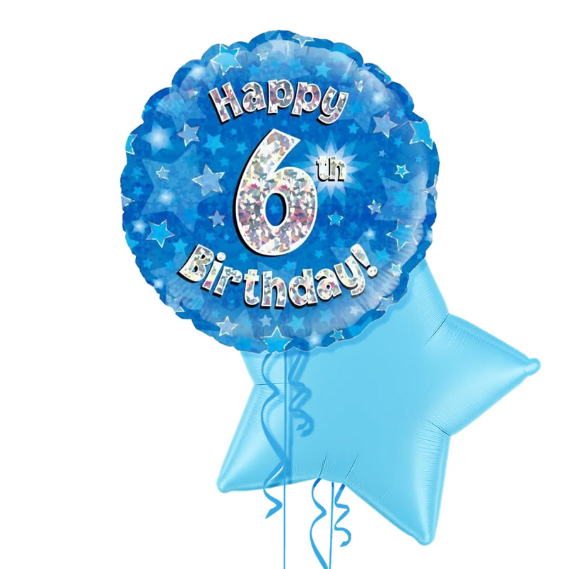 Happy Birthday 6th Blue Foil Balloon Bouquet
