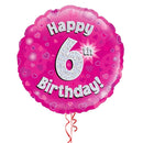 Happy Birthday 6th Pink Foil Balloon Bouquet
