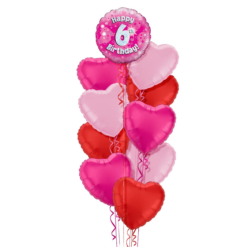 Happy Birthday 6th Pink Foil Balloon Bouquet