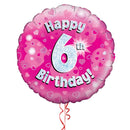 Happy Birthday 6th Pink Foil Balloon Bouquet