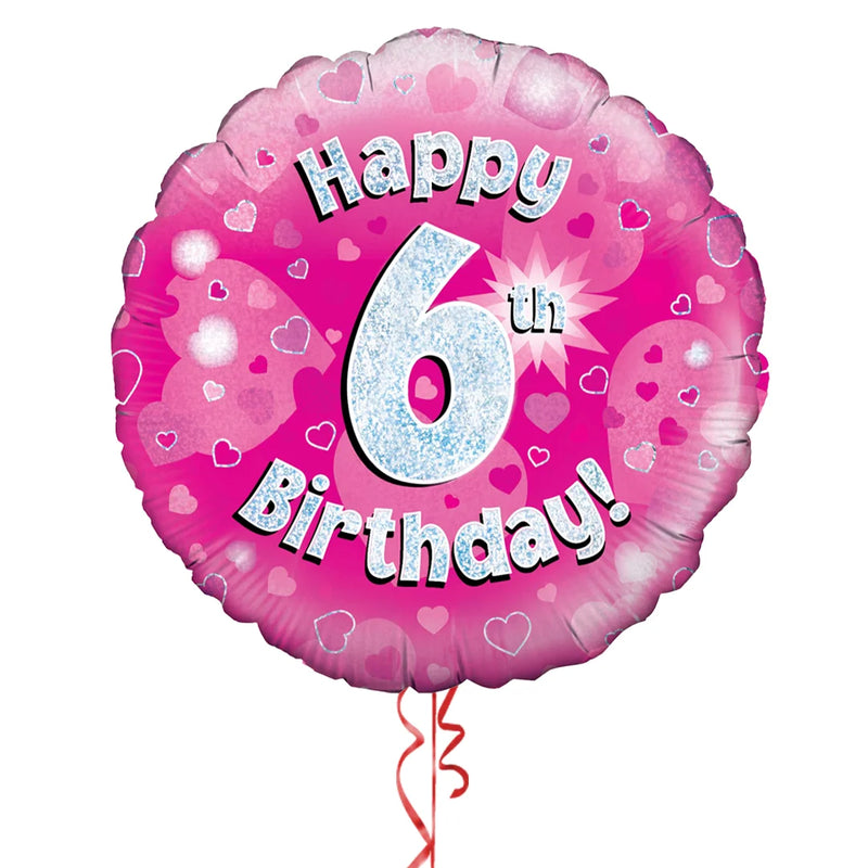 Happy Birthday 6th Pink Foil Balloon Bouquet