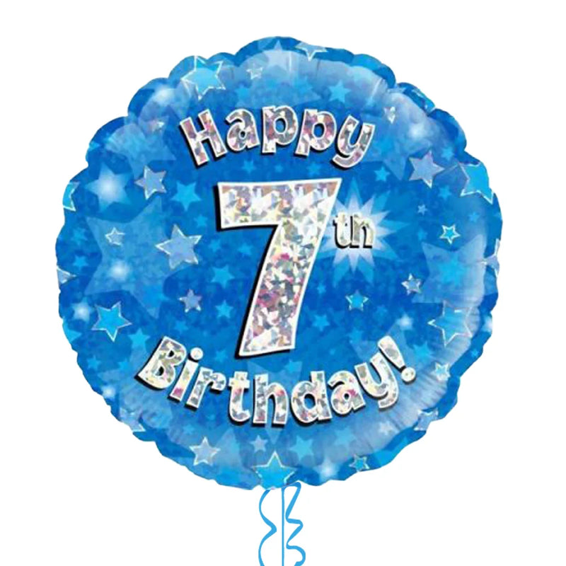 Happy Birthday 7th Blue Foil Balloon Bouquet