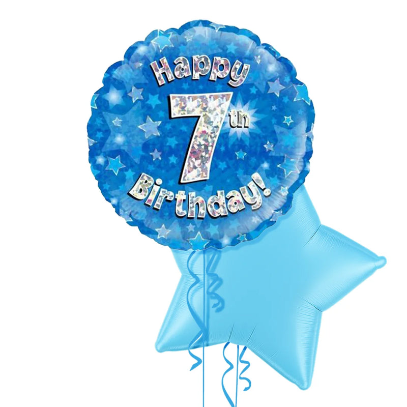 Happy Birthday 7th Blue Foil Balloon Bouquet