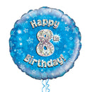 Happy Birthday 8th Blue Foil Balloon Bouquet