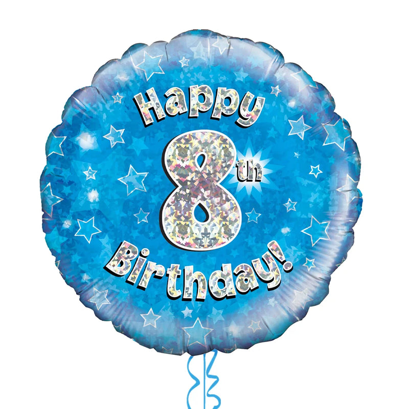 Happy Birthday 8th Blue Foil Balloon Bouquet