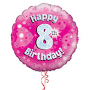 Happy Birthday 8th Pink Foil Balloon Bouquet