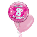 Happy Birthday 8th Pink Foil Balloon Bouquet