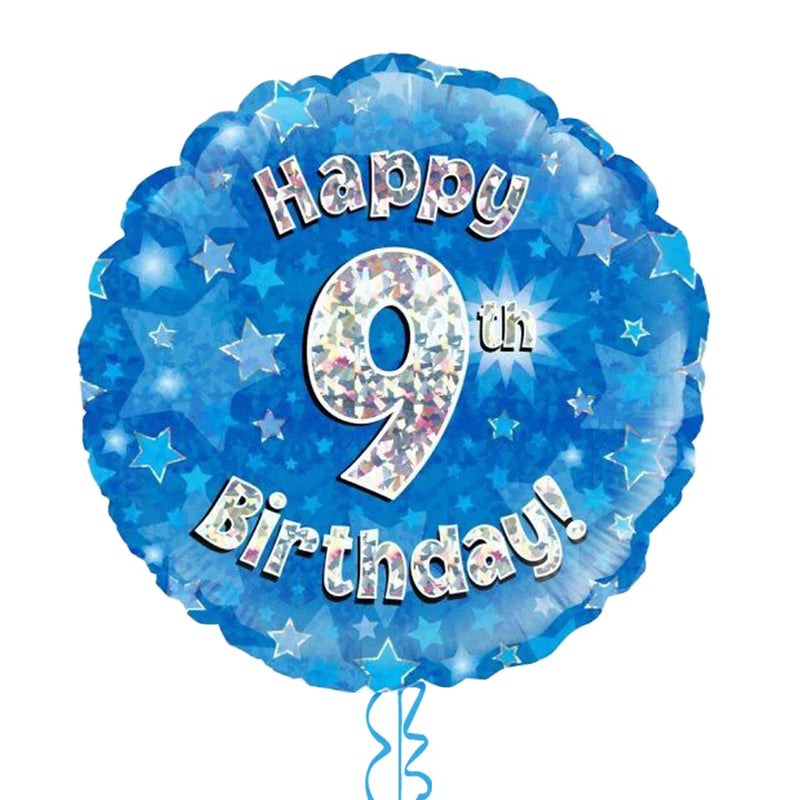 Happy Birthday 9th Blue Foil Balloon Bouquet