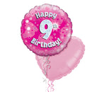 Happy Birthday 9th Pink Foil Balloon Bouquet