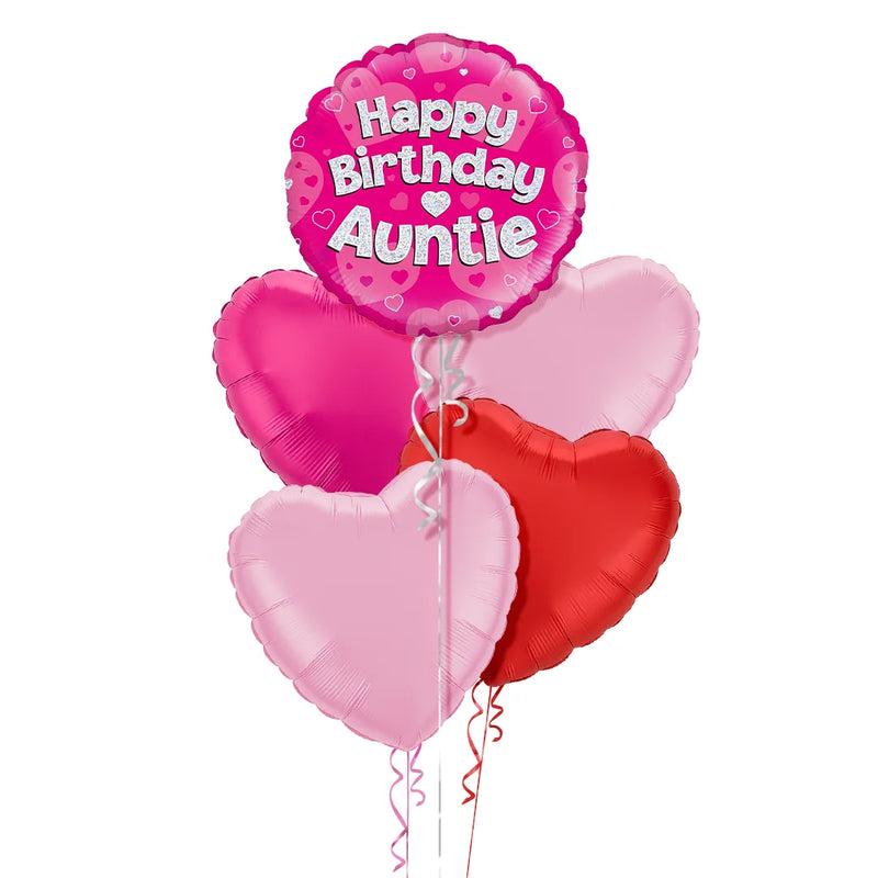 Happy Birthday Auntie Pink Foil Balloon Bouquet