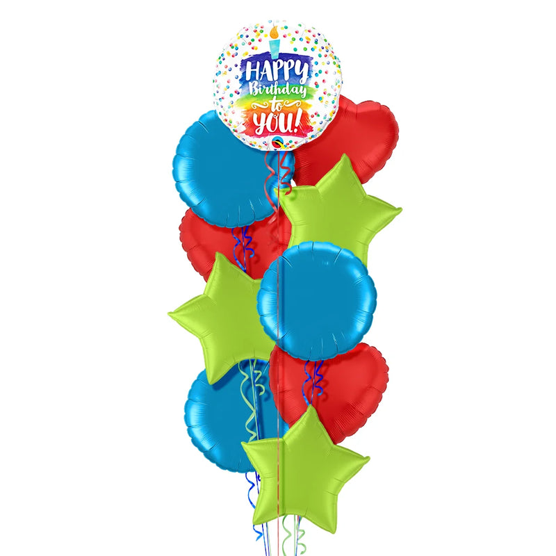 Happy Birthday Candle Colours Balloon Bouquet