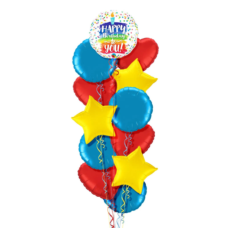 Happy Birthday Candle Colours Balloon Bouquet