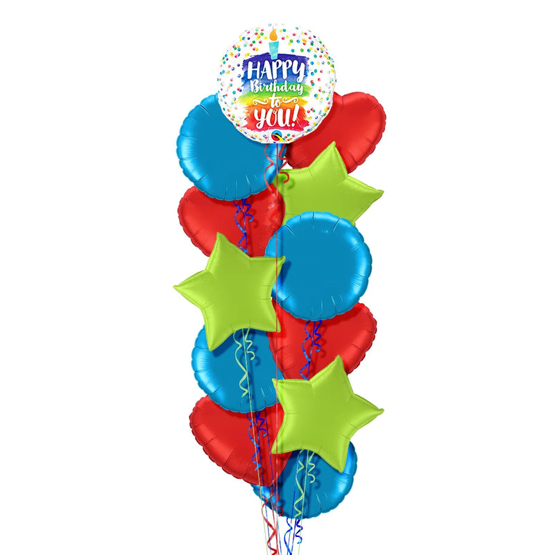 Happy Birthday Candle Colours Balloon Bouquet