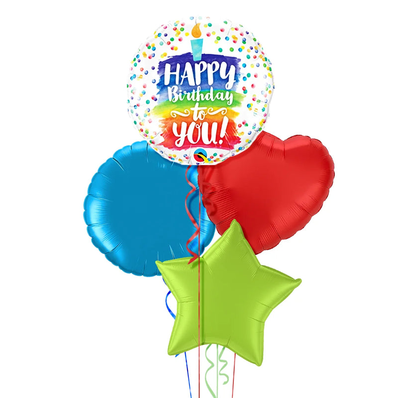 Happy Birthday Candle Colours Balloon Bouquet