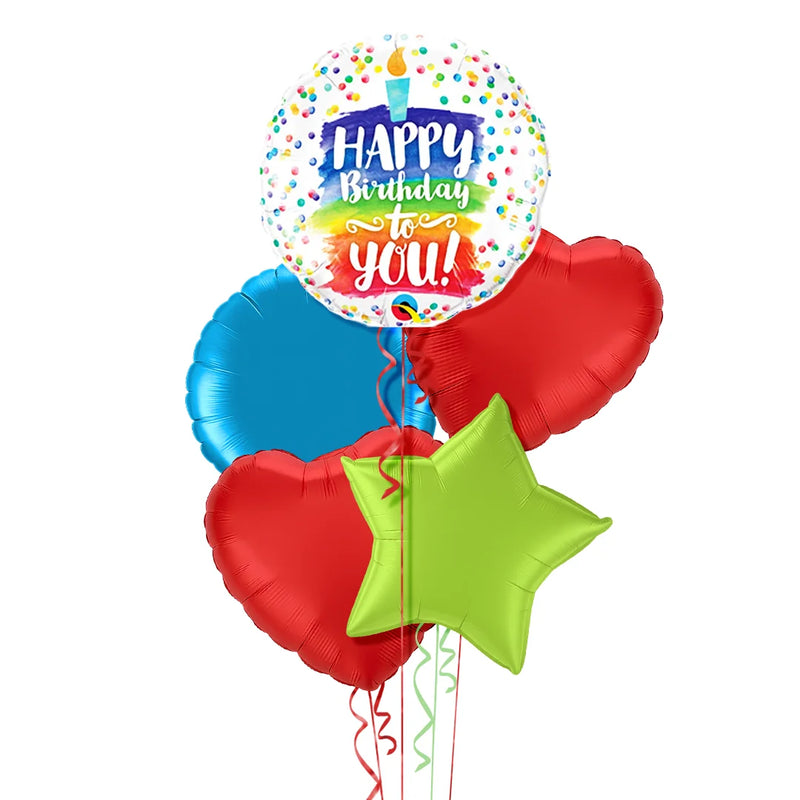 Happy Birthday Candle Colours Balloon Bouquet