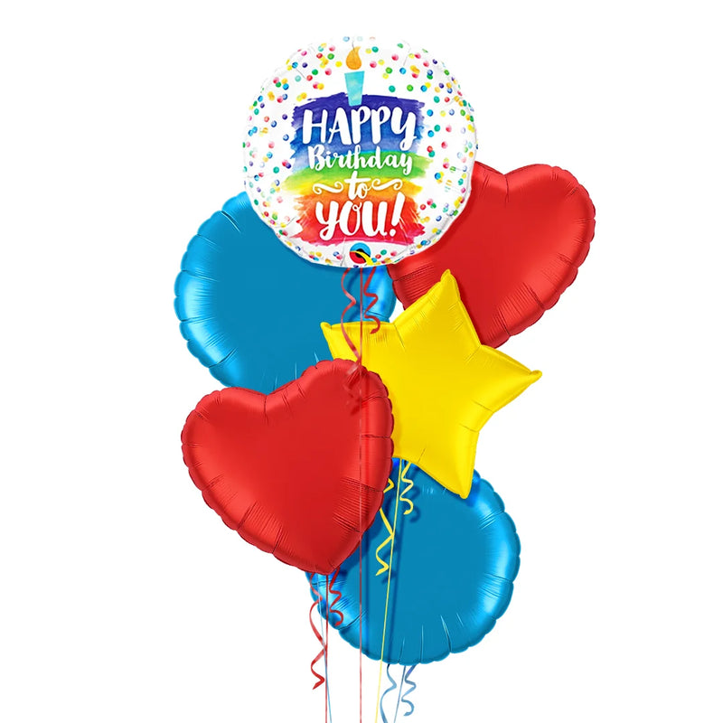 Happy Birthday Candle Colours Balloon Bouquet
