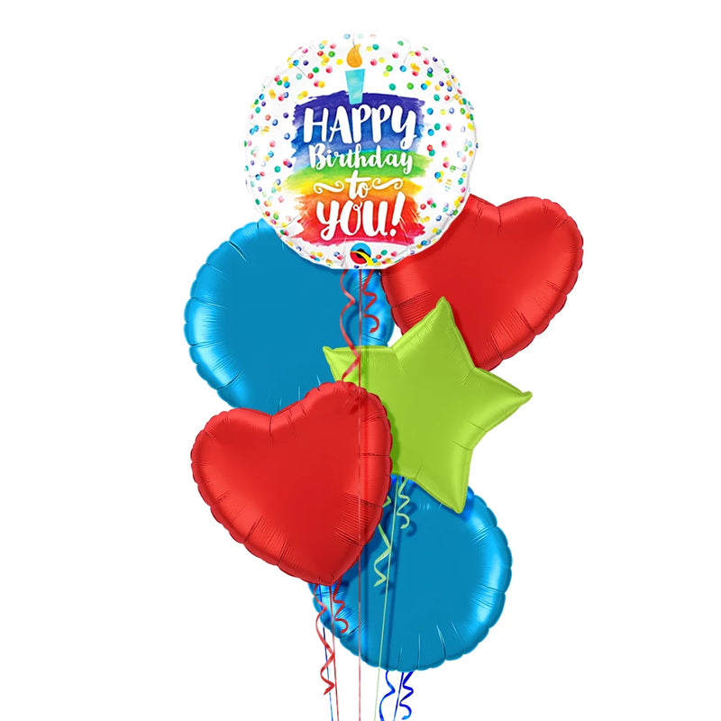 Happy Birthday Candle Colours Balloon Bouquet
