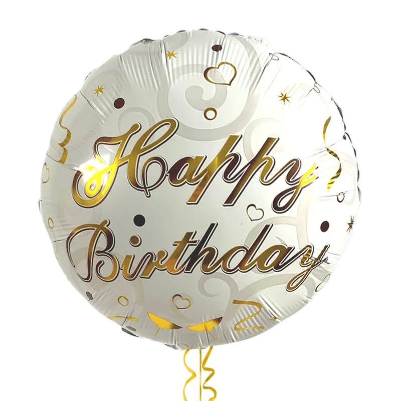 Happy Birthday Classy Gold and White Balloon Bouquet