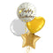 Happy Birthday Classy Gold and White Balloon Bouquet