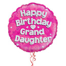 Happy Birthday Grand Daughter Pink Foil Balloon Bouquet