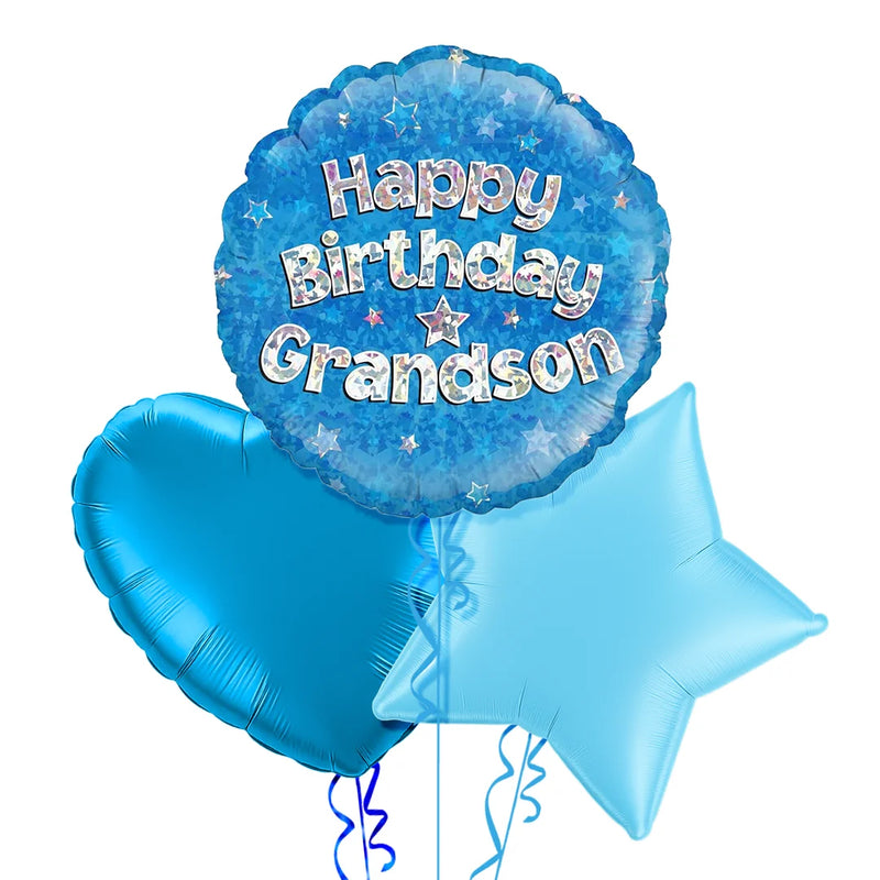 Happy Birthday Grandson Blue Foil Balloon Bouquet