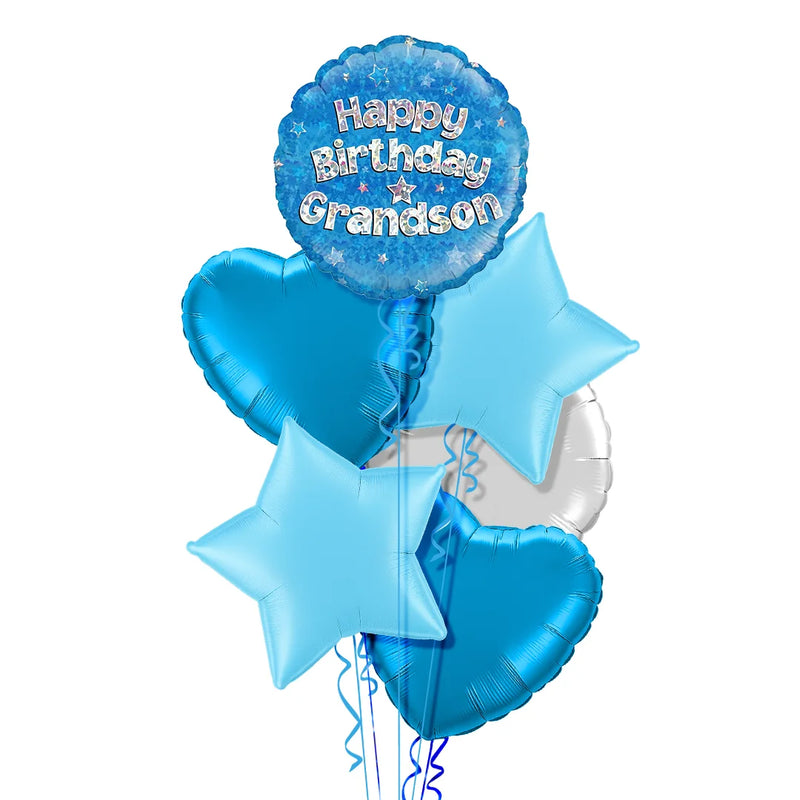 Happy Birthday Grandson Blue Foil Balloon Bouquet