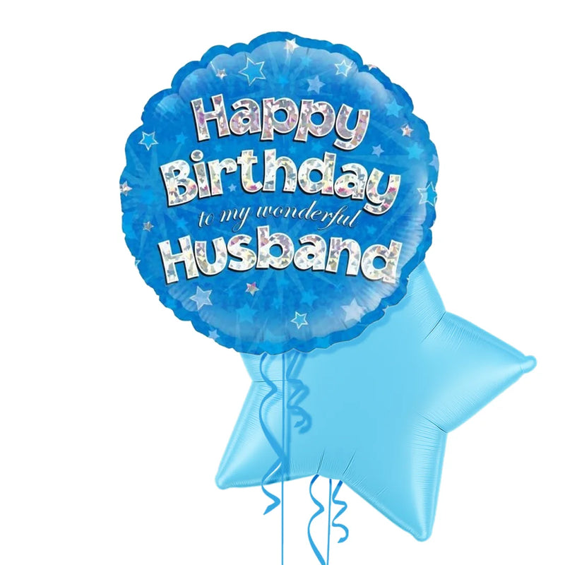 Happy Birthday Husband Blue Foil Balloon Bouquet