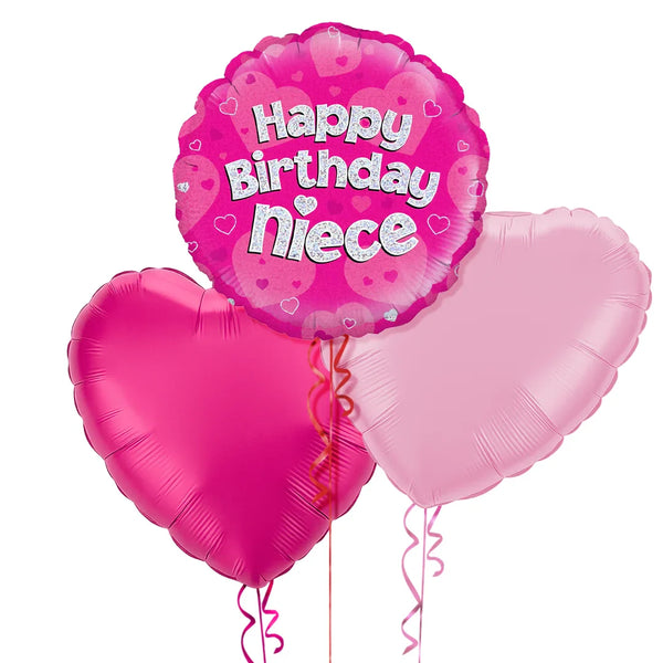 Happy Birthday Niece Pink Foil Balloon Bouquet