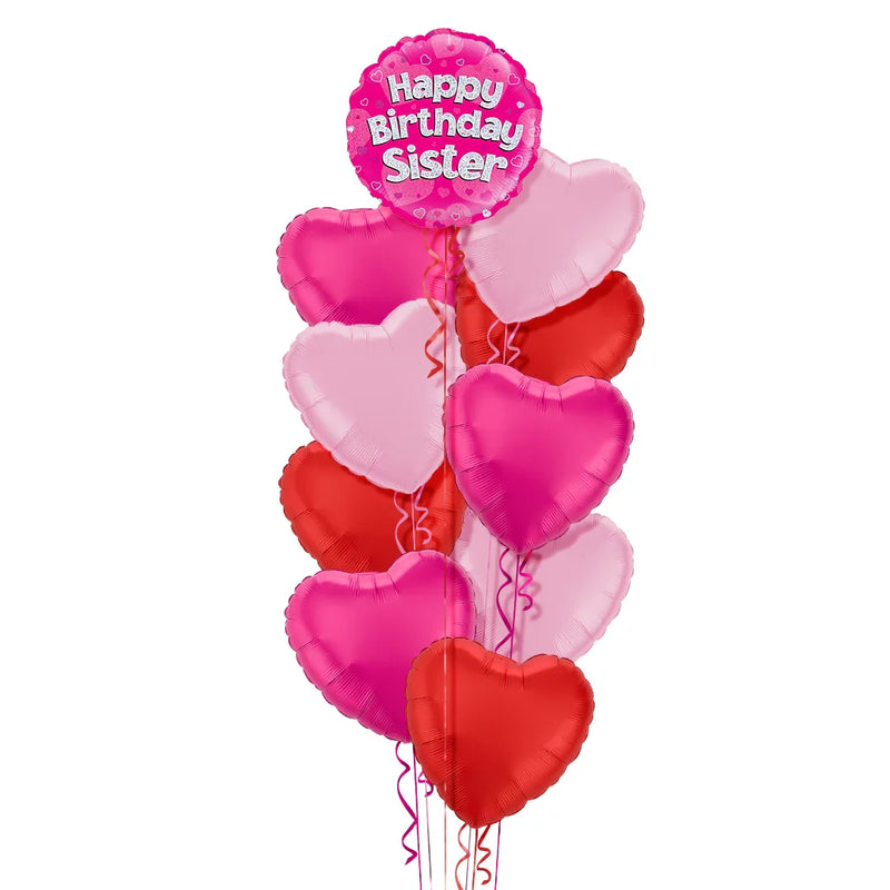 Happy Birthday Sister Pink Foil Balloon Bouquet