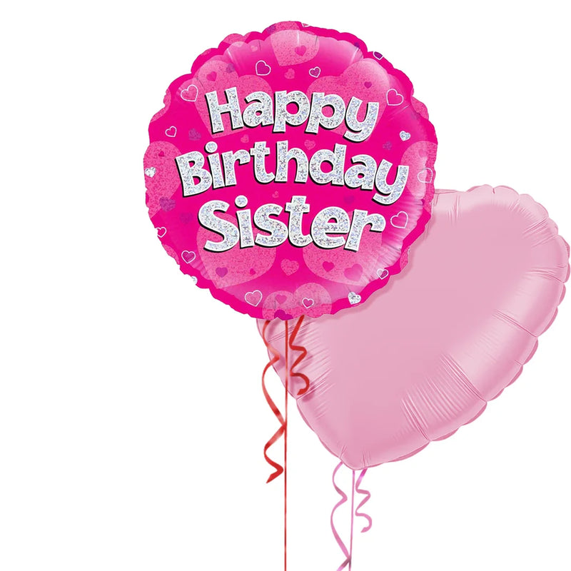 Happy Birthday Sister Pink Foil Balloon Bouquet