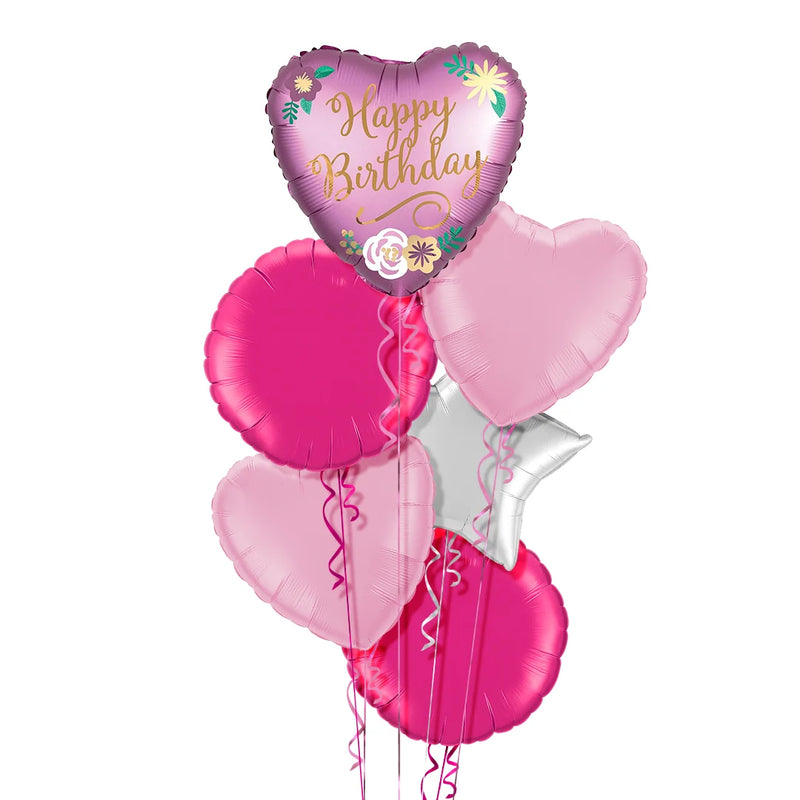 Happy Birthday Stunning Heart Balloon Bouquet