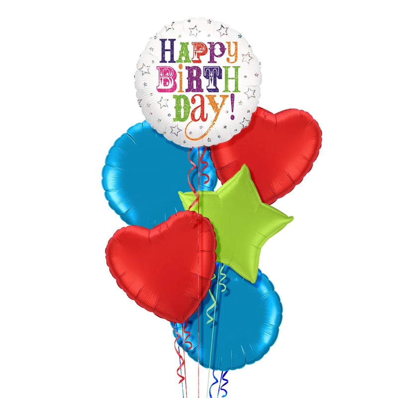Happy Birthday Super Colours Balloon Bouquet