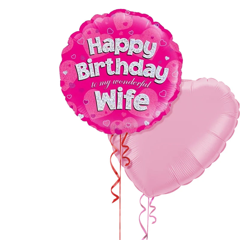 Happy Birthday Wife Pink Foil Balloon Bouquet